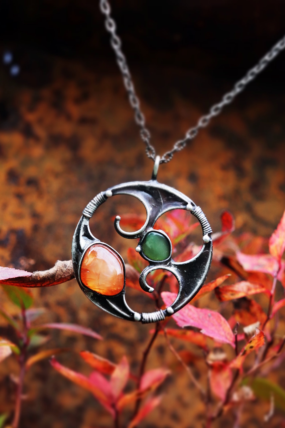 cínovaný náhrdelník podzim