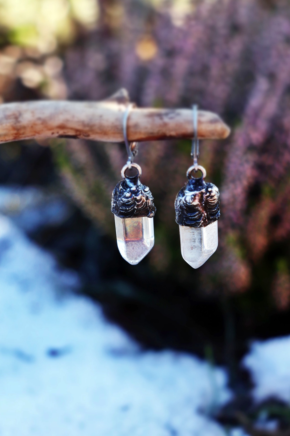 náušnice křišťál aqua aura