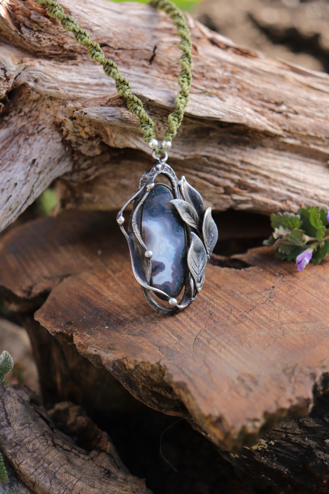 náhrdelník mechový achát