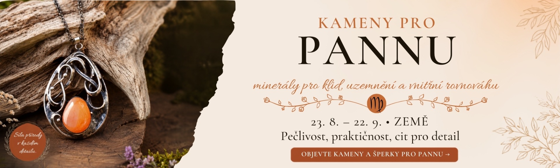 Cínovaný náhrdelník s karneolem – šperk pro znamení Panna